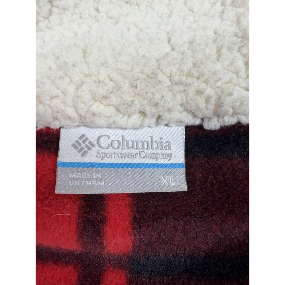 Columbia Plaid Hooded Sherpa Fleece Vest Women XL AL1123 - Picture 4 of 8